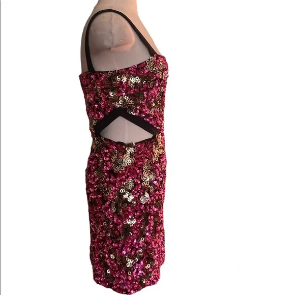H:ours Molly pink sequin dress sz- medium - Picture 6 of 8